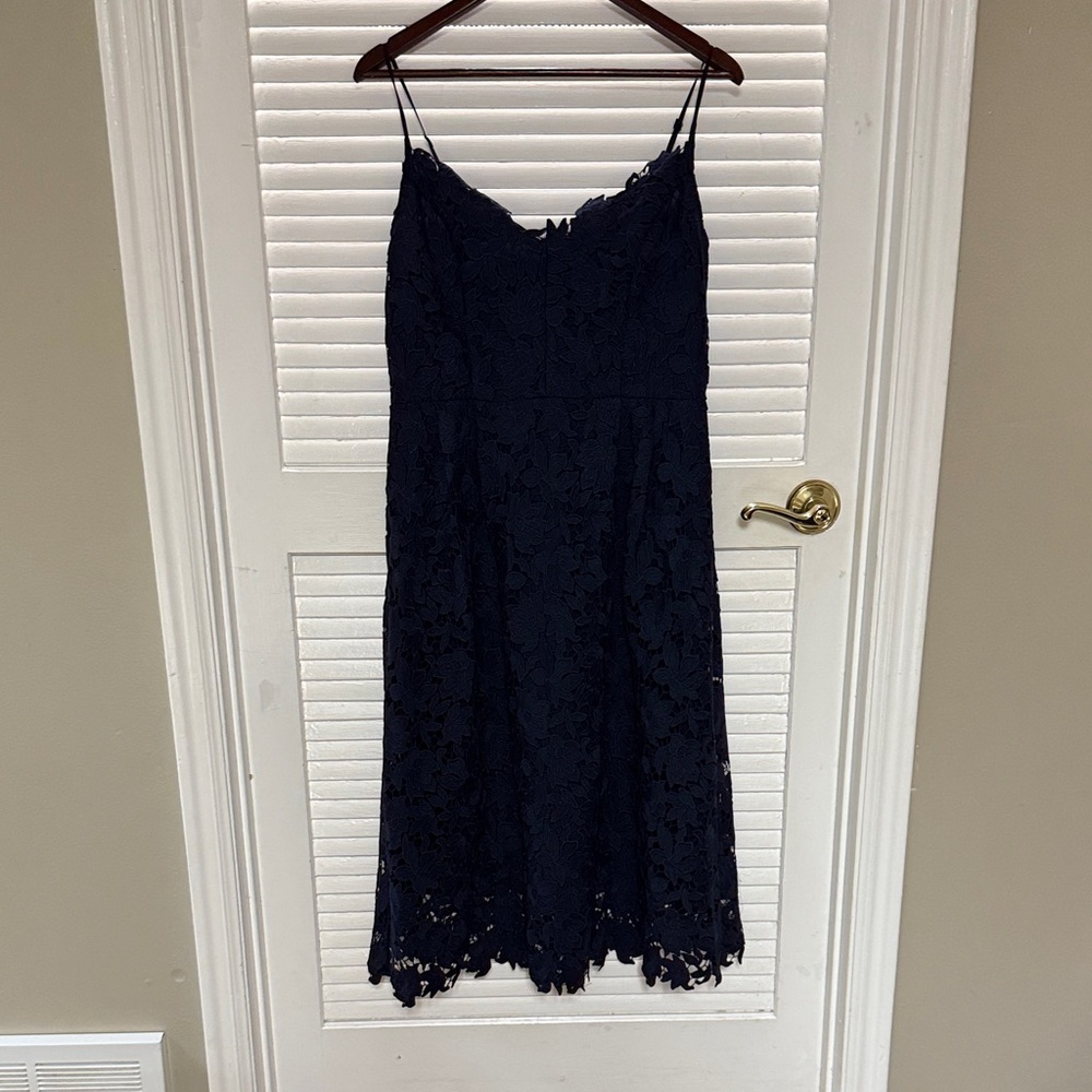 Skies Are Blue Navy Lace Midi Dress